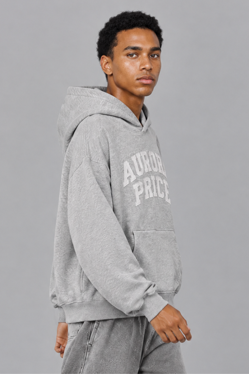 Men's Fleece Vintage Campus Applique Embroidered Hoodie