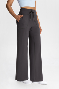 Slouchy drawstring athletic straight-leg pants