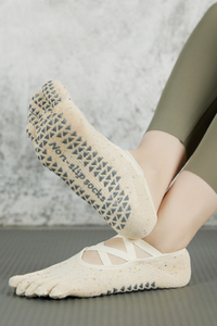 Women's Rainbow Yarn Strappy Yoga Grip Five-Toe Socks