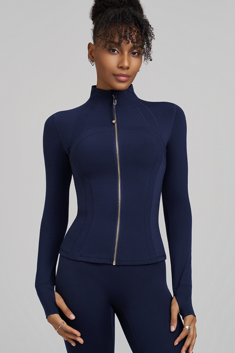 Collar-style jacket with zipper closure