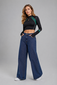 Women's High Waist Heavyweight Wide Leg Jeans