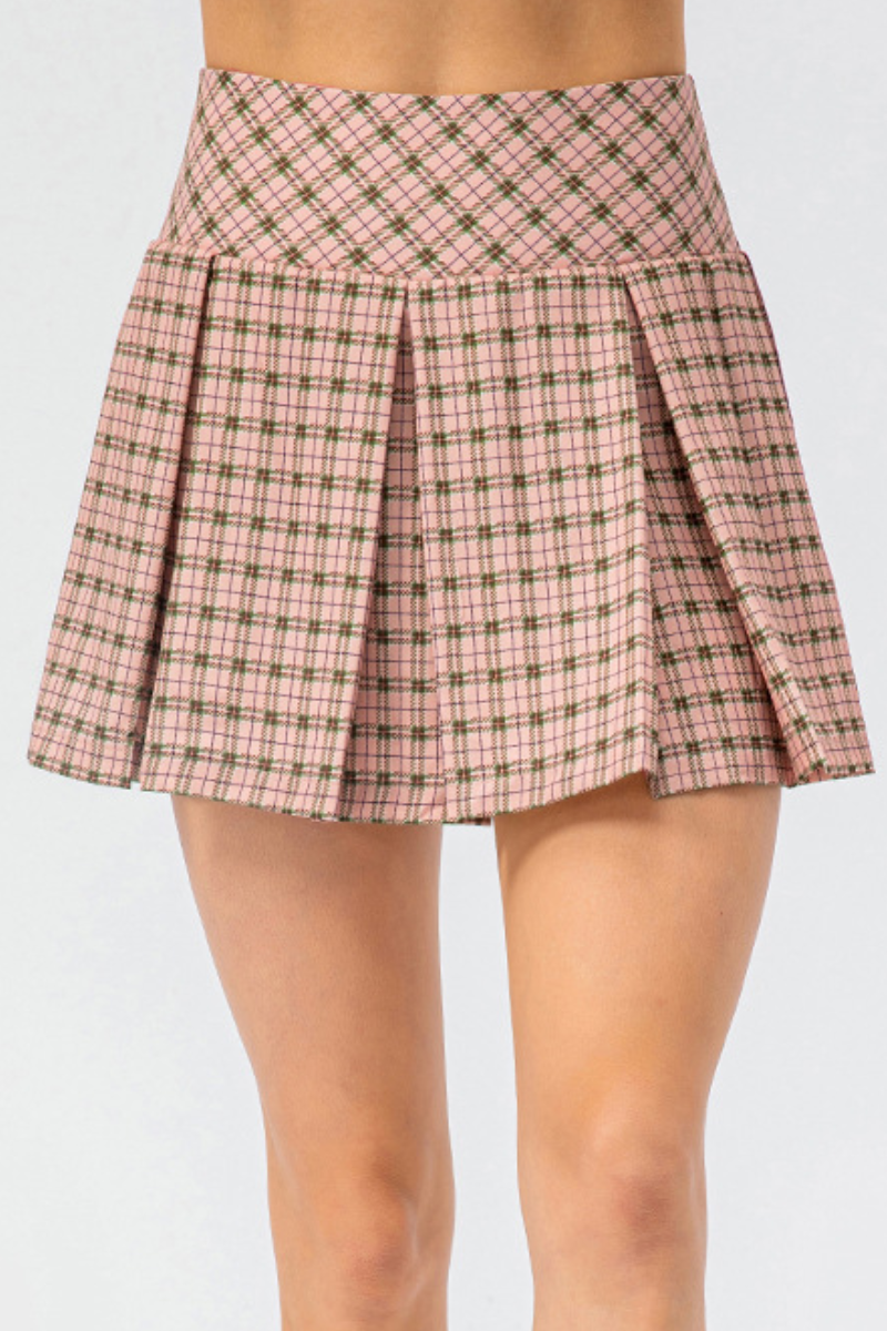 Women’s Plaid Pleated Yoga-to-Court Tennis Skirt