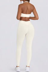 Women's Brushed Sports Yoga Bra And Pleated Legging Set