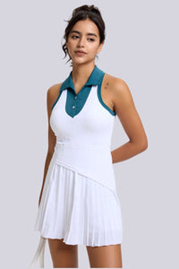 Women's tennis contrasting sports pleated dress