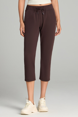 Women's Spring Drawstring Waist Pocket Capri Sports Pants
