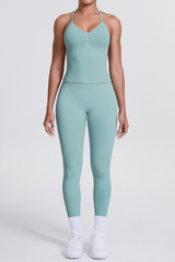 High-Waist Seamless Yoga Set - Halter Neck, Quick-Dry Fitness Outfit