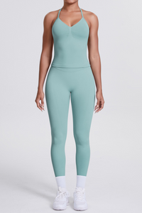 High-Waist Seamless Yoga Set - Halter Neck, Quick-Dry Fitness Outfit