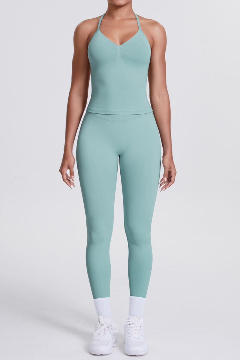 High-Waist Seamless Yoga Set - Halter Neck, Quick-Dry Fitness Outfit