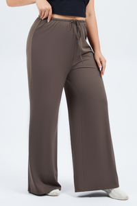 Plus Size Women's Drawstring Waist Loose-Fit Yoga Wide-Leg Pants