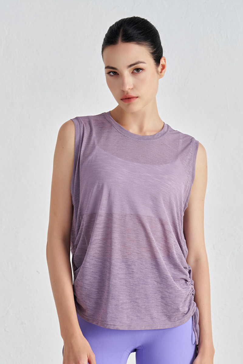 Women's Side Drawstring Sleeveless Breathable Tank Top
