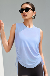 Women's Summer Breathable Side Drawstring Sheer Tank Top