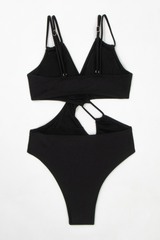 Women's V-neck Cutout Solid Sexy Swimsuit
