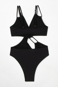 Women's V-neck Cutout Solid Sexy Swimsuit