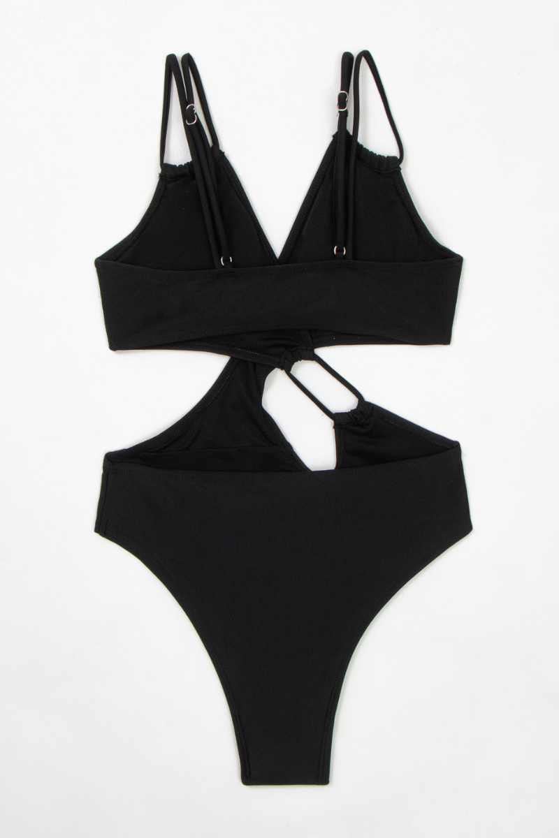 Women's V-neck Cutout Solid Sexy Swimsuit