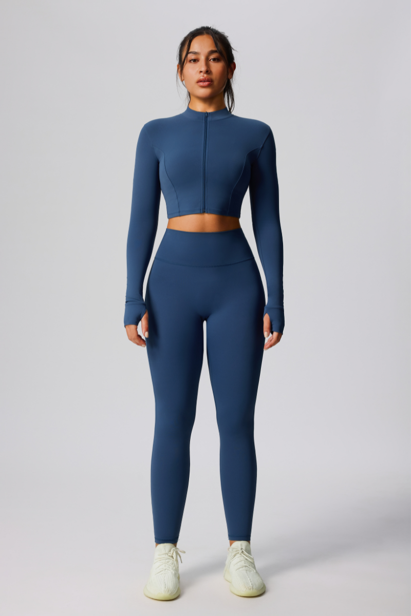 Women's Cropped Jacket & Butt-Lifting Leggings Two-Piece Set