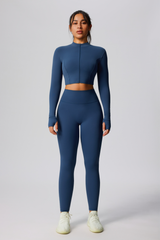 Women's Cropped Jacket & Butt-Lifting Leggings Two-Piece Set