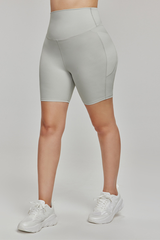 Plus Size Women's High-Waisted Side Pocket Sports Shorts