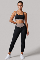 Women's Double Thin Strap Bra And High Rise Legging Yoga Set