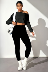 Women's 3-piece Sets:Off The Shoulder Top& Bra & Leggings