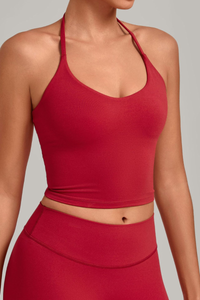 Women’s Athletic Halter Neck Padded Cropped Yoga Tank Top
