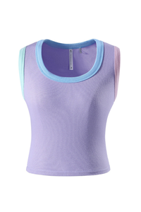 Women's Dopamine Color-Block Cropped Ribbed Tank Top