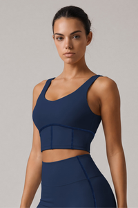 Women's Wide Strap U-Back Sport Bra with Soft Boning Support
