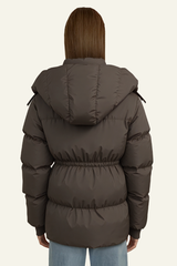 Women's Waist-Cinched Hooded Cotton Jacket