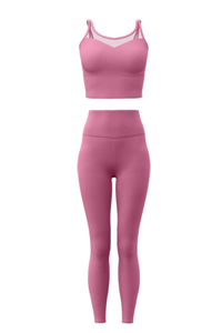 Women's Athletic Sets:Mesh Panel Bra And High Waist Leggings