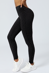 Women's Athletic Polka Dot Mid Waist Yoga Leggings