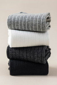 Women's Two-Toe Vertical Stripes Crew Solid Yoga Socks