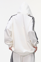 Women's 350g Color Block Side Stripe Ribbed Cuff Hoodie