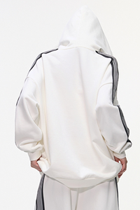 Women's 350g Color Block Side Stripe Ribbed Cuff Hoodie