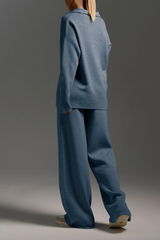 Polo-style knitted pullover shirt with long pants