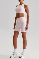 Women's Naked Feel  Mock Neck Bra & Biker Shorts 2-Piece Set