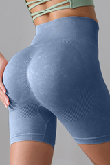 Women's Pleated Buttocks Lift High-waist Shapewear Fitness Shorts