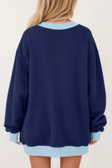 Women's Fall Color Block Contrast Mock Neck Sweatshirt