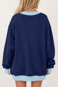 Women's Fall Color Block Contrast Mock Neck Sweatshirt