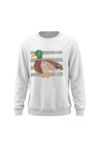 Women's Fall Cute Mallard Duck Graphic Crewneck Sweatshirt
