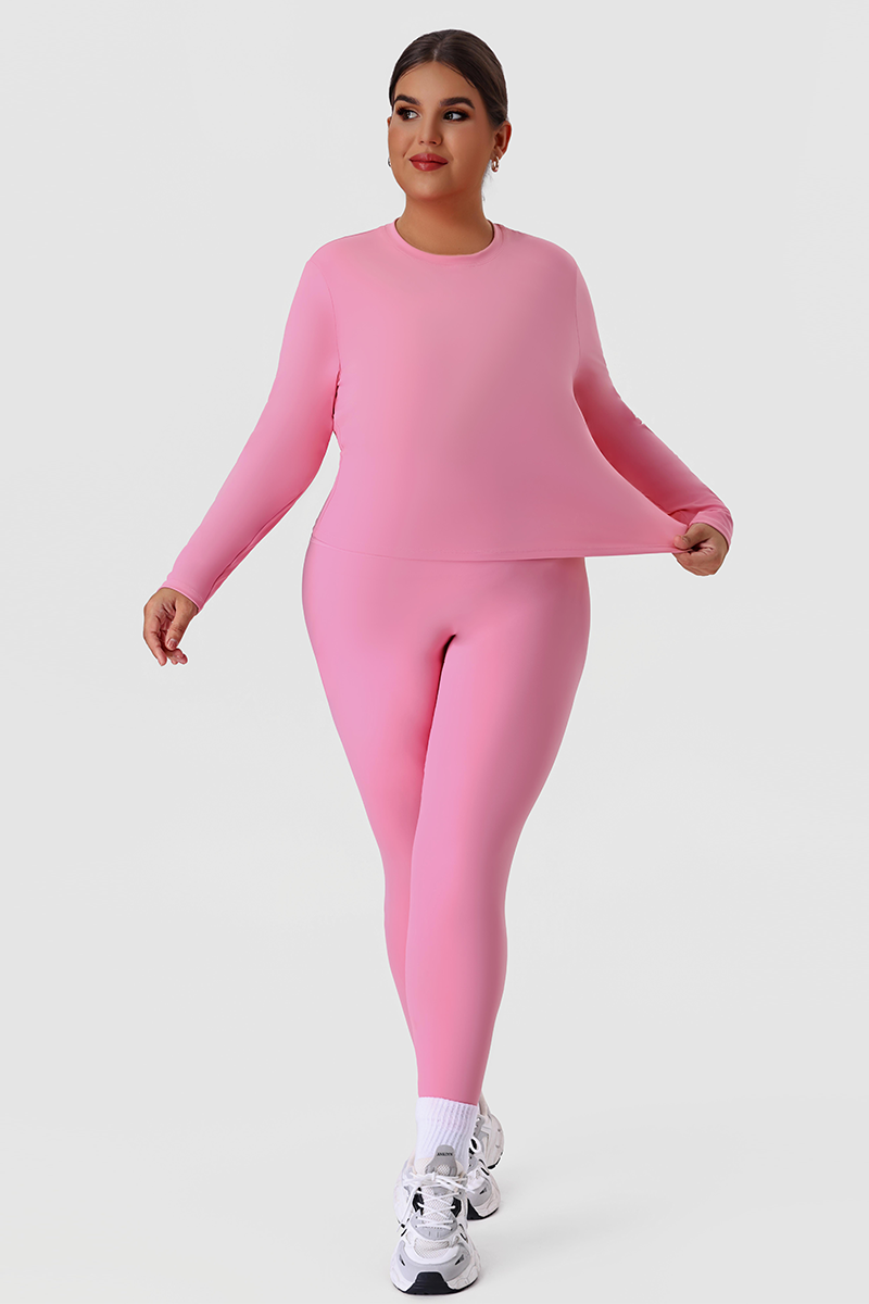 Plus Size Women's Long Sleeve Tee & Yoga Leggings Two-Piece Set