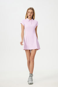 Women Mid-Length Waist Thin Ice Breathable Tennis Sports Yoga Short-Sleeved Dresses