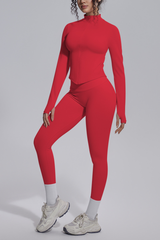 Women's Stand Collar Slim Fit Jacket & Yoga Leggings 2 Piece Set