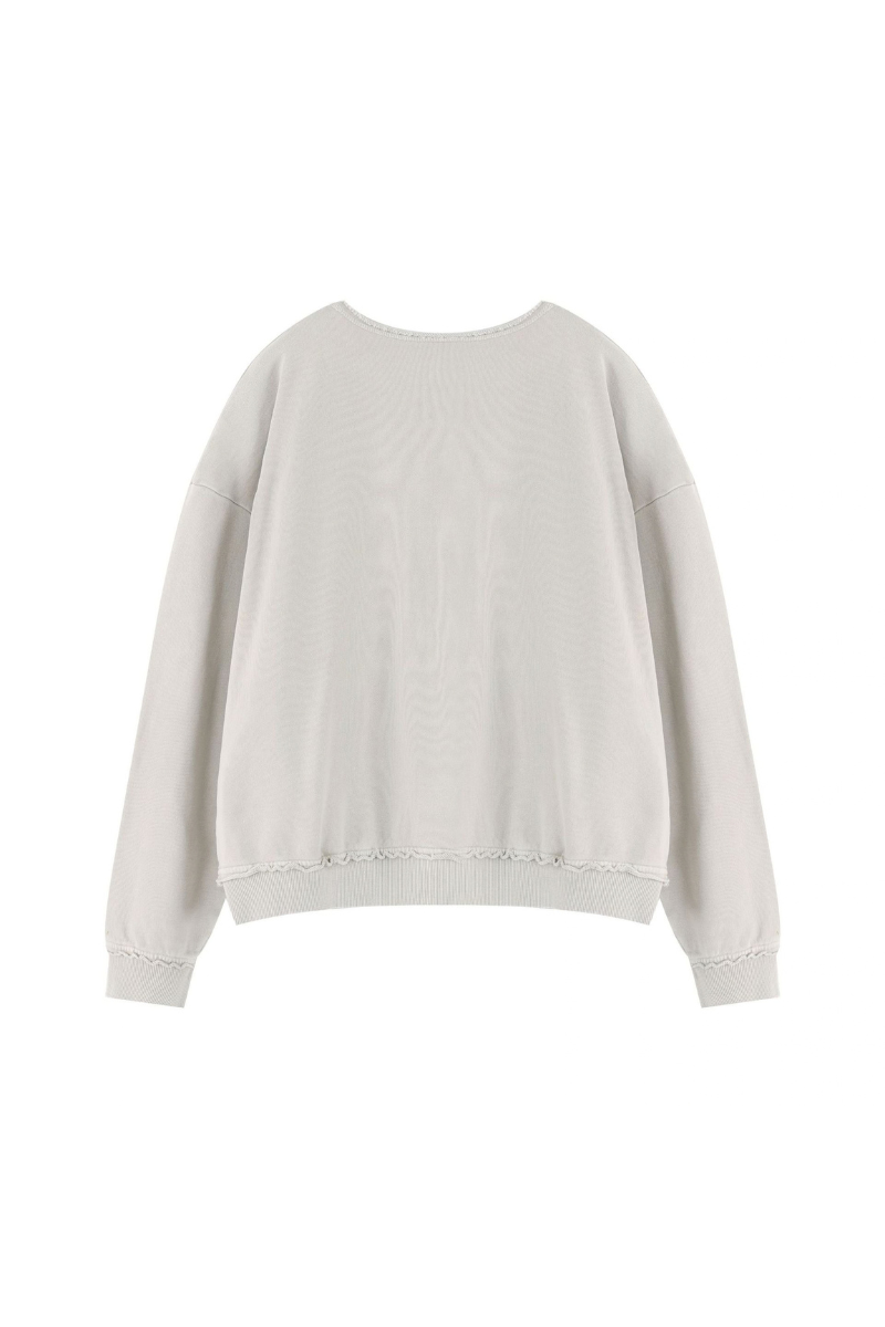 Women's Fall Raw Edge Neck Kangaroo Pocket Sweatshirt