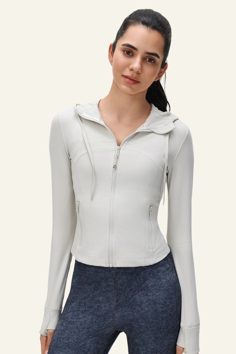 Women‘s Athletic Slim-Fitting Hooded Drawstring Jacket.