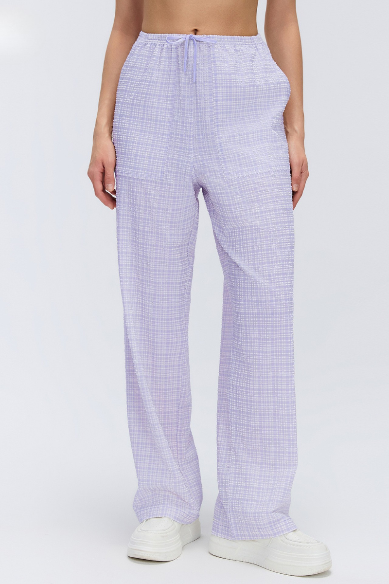 Women's Summer Breathable Plaid  Drawstring Leisure Pants