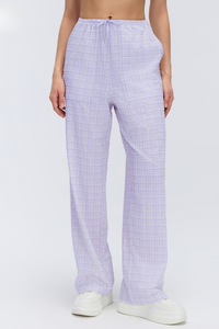 Women's Summer Breathable Plaid  Drawstring Leisure Pants