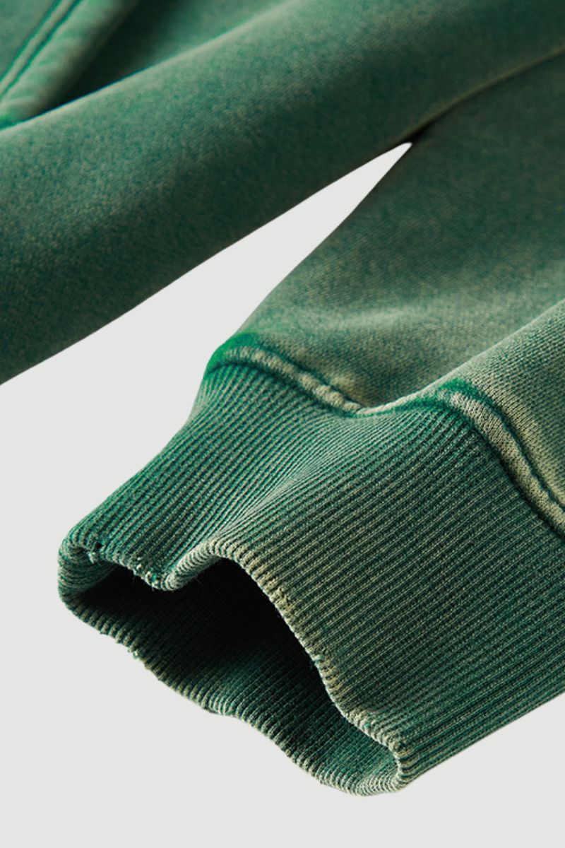 Heavyweight washed velvet hooded sweatshirt