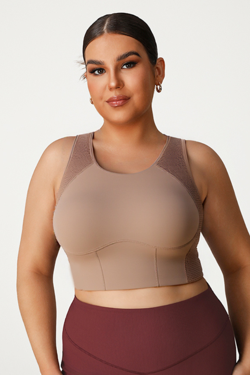 Plus Size Women's  Crisscross Back Sports Bra With Back Clos