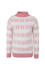 Women Christmas Snowflake Mock Neck Sweater No Cotton Lining