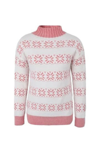 Women Christmas Snowflake Mock Neck Sweater No Cotton Lining
