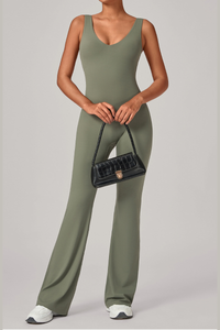 Women's Athletic U-neck Backless One-piece Jumpsuits